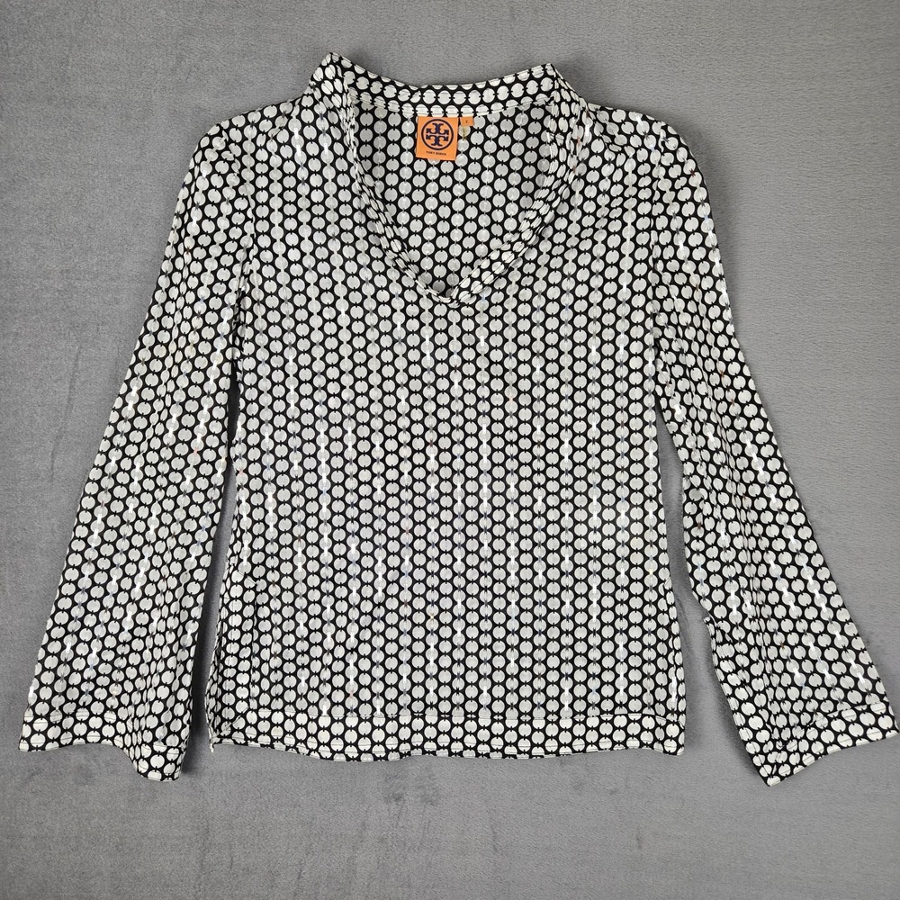 Tory Burch Top Womens‎ 2 Cotton Sequin Sparkle Tunic Black White *READ